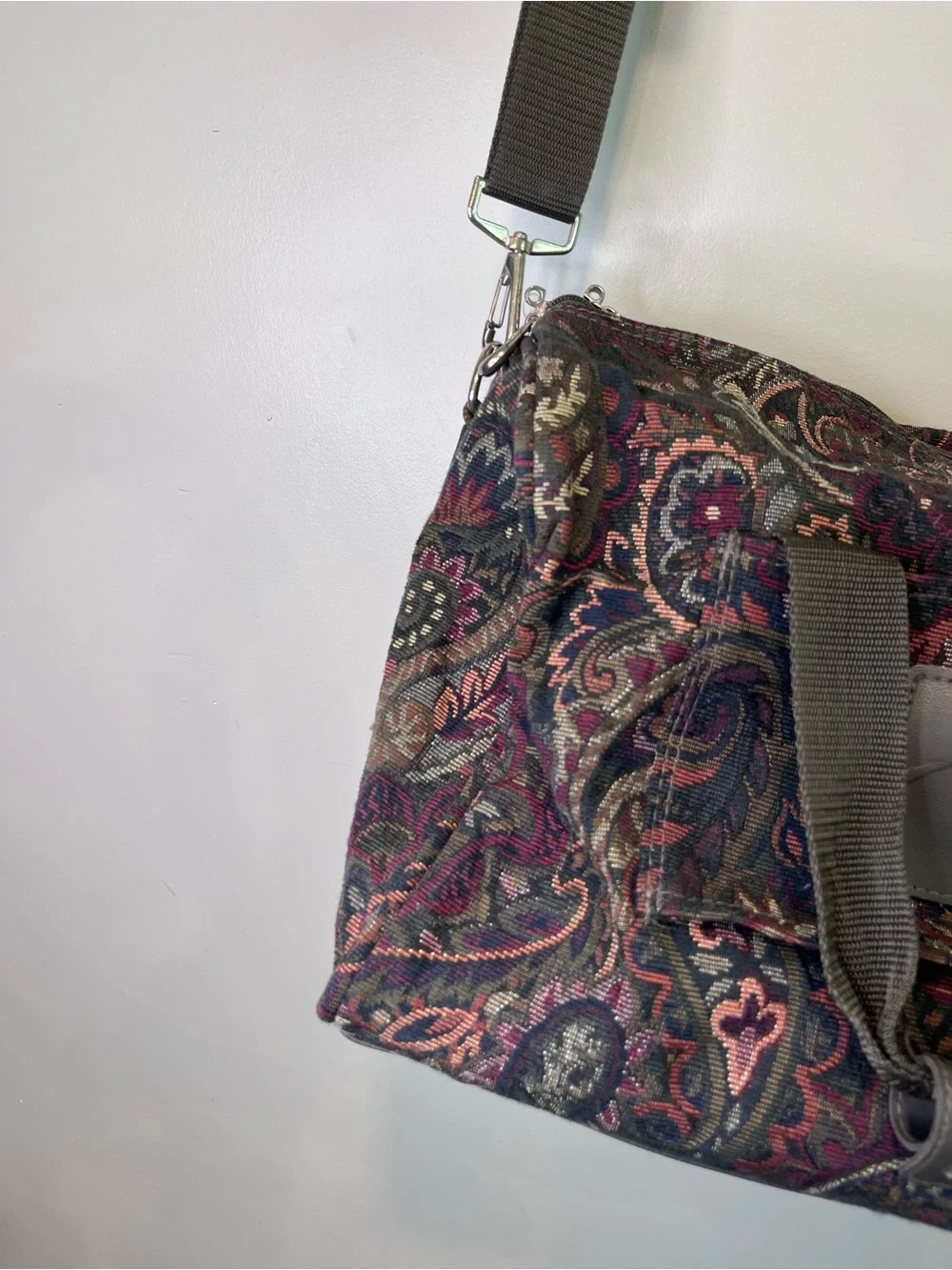Vtg 90s Pierre Cardin Floral Tapestry Travel Carry On Shoulder Bag